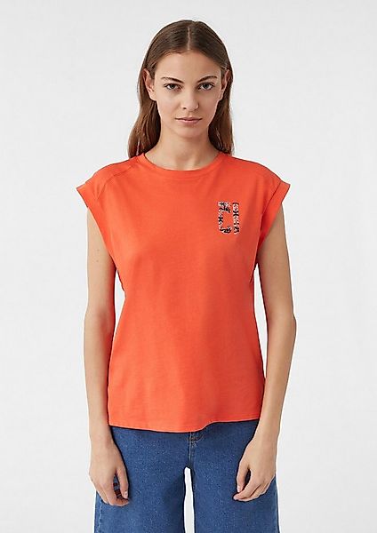 comma Kurzarmshirt T-Shirt Baumwoll-T-Shirt im Regular Fit mit Stickerei un günstig online kaufen