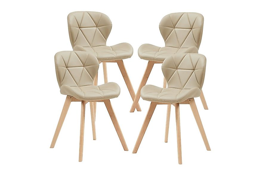 en.casa Esszimmerstuhl, »Älmhult« 4er Set Stuhl 78x47x52 cm Kunstleder Beig günstig online kaufen