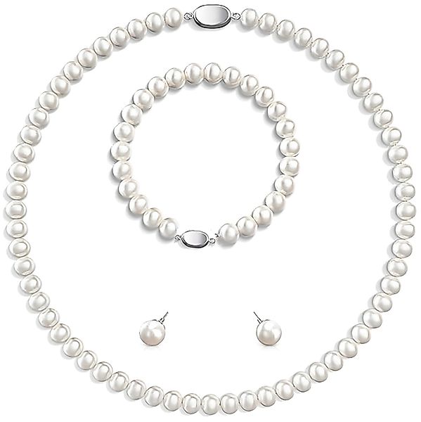 ibettertec Perlenketten-Set Muschel Perlenkette Armband Ohrringe günstig online kaufen