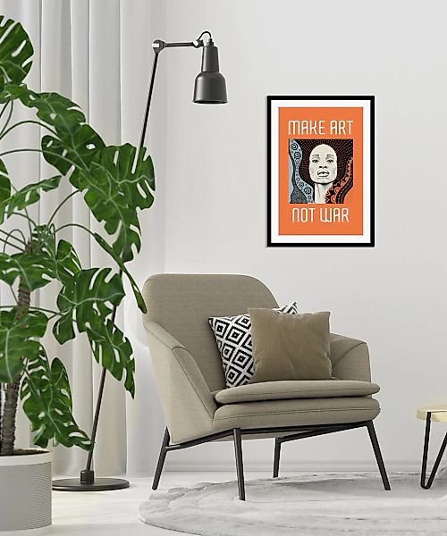 queence Bild »MAKE ART NOT WAR«, Sprüche & Texte-Schriftzug-Kunst-Frau-Figu günstig online kaufen