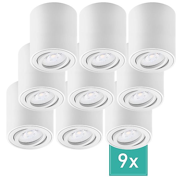 Oktaplex 9er Set Aufputz Spot Lile M inkl. LED-Module Dimmbar Neutralweiß 4 günstig online kaufen