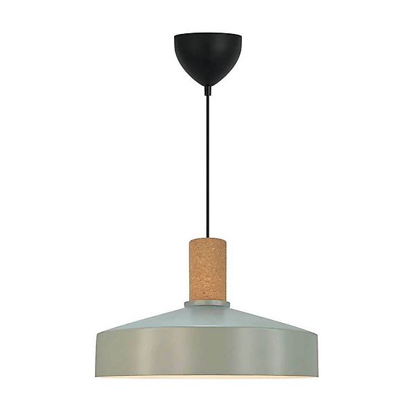 Pendellampe Elvas, staubgrün, Ø 37 cm, Metall/Kork günstig online kaufen