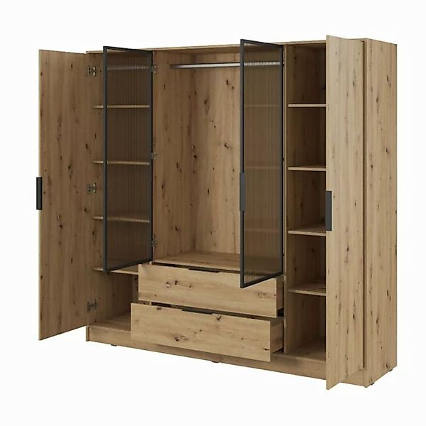 Goldstoff Kleiderschrank NADI – 220 cm breit 4-türiger Kleiderschrank (4 Fa günstig online kaufen