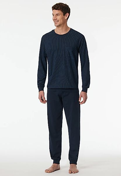 Schiesser Schlafanzug "Comfort Essentials" 2 tlg. mit gestreiftem Oberteil günstig online kaufen