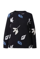 Ulla Popken Strickpullover Pullover Blätter U-Boot-Ausschnitt günstig online kaufen