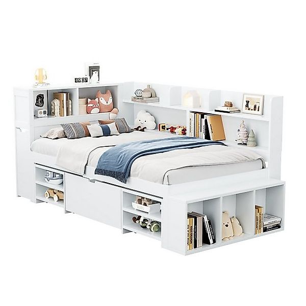 OKWISH Kinderbett kombiniert ein Bett,Schubladen,Bücherregale und Aufbewahr günstig online kaufen
