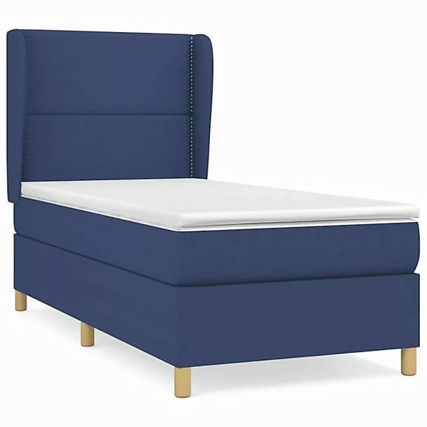 vidaXL Boxspringbett Boxspringbett mit Matratze Blau 90x200 cm Stoff Bett B günstig online kaufen