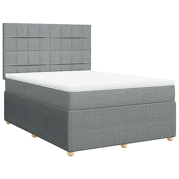 vidaXL Bett Boxspringbett mit Matratze Hellgrau günstig online kaufen