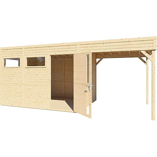 Bertilo Holz-Gartenhaus Cubus 3 Lounge Natur 559 cm x 234 cm FSC® günstig online kaufen