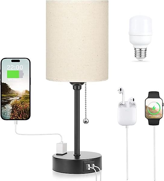 Luckice LED Nachttischlampe Tischlampe, Schreibtischlampe, Textil günstig online kaufen
