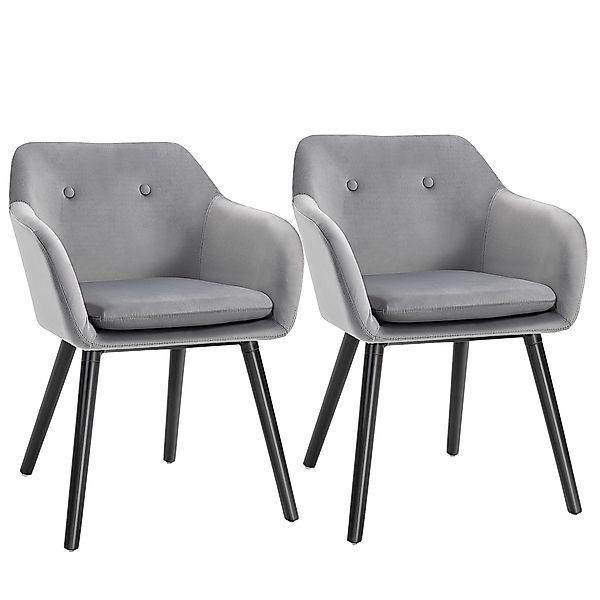 HOMCOM Esszimmerstuhl 2er-Set, mit Rückenlehne, Samtoptik, günstig online kaufen
