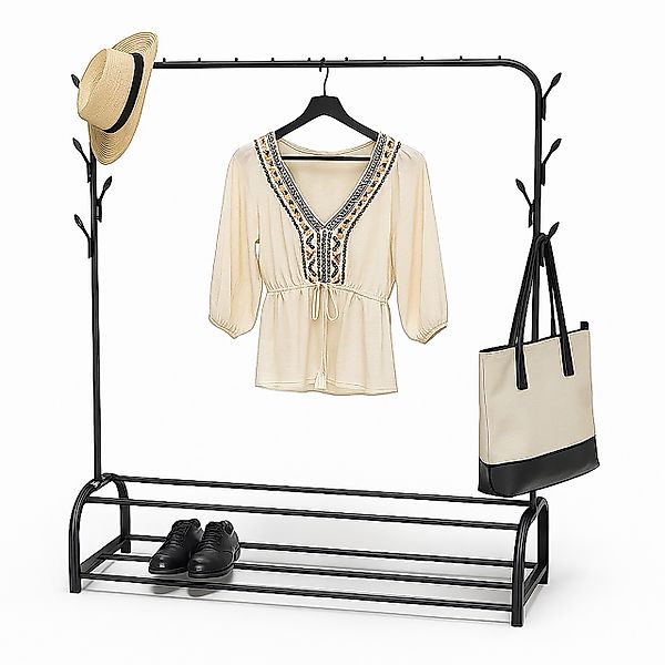 relaxdays Kleiderständer mit 2 Ablage, schwarz günstig online kaufen