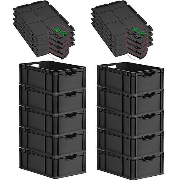 PROREGAL SuperSparSet 10x Eurobox Nextgen Grip Mit Scharnierdeckel Und Grün günstig online kaufen