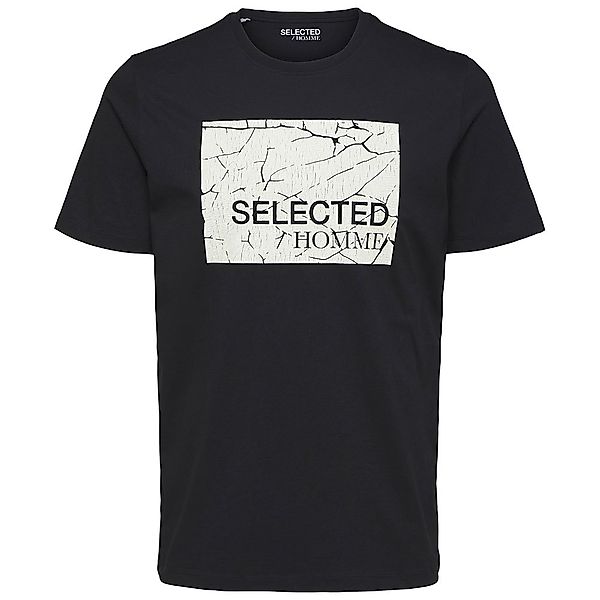 Selected Regular Dani Kurzarm O Hals T-shirt 2XL Black / Print Egret Logo P günstig online kaufen