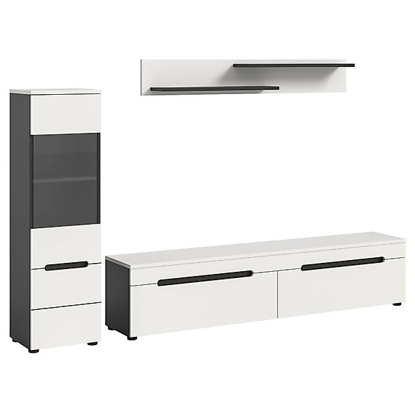 Inn.Furn Wohnwand in Weiß und Grau 221 cm Cooper günstig online kaufen