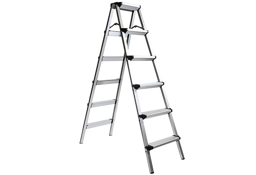 HELO24 Doppelleiter Alu Leiter Klapptritt Trittbank 150 kg Klappbar D6 - 2x günstig online kaufen