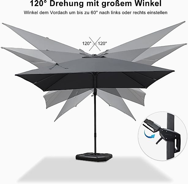 PURPLE LEAF Ampelschirm Quadratischer, Neigbarer Sonnenschirm günstig online kaufen
