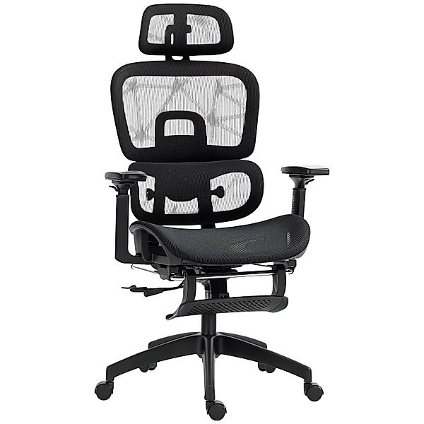 HOMCOM Bürostuhl mit Armlehne Polyester Schwarz 66L x 64B x 114-122H cm günstig online kaufen