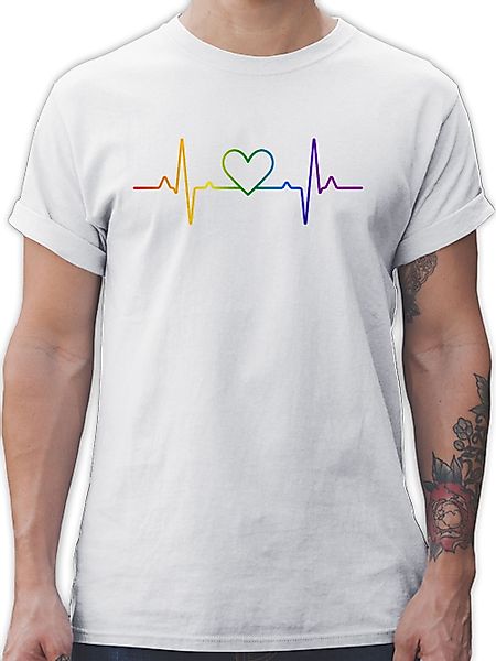 Shirtracer T-Shirt Herzschlag Regenbogen Pride LGBT günstig online kaufen
