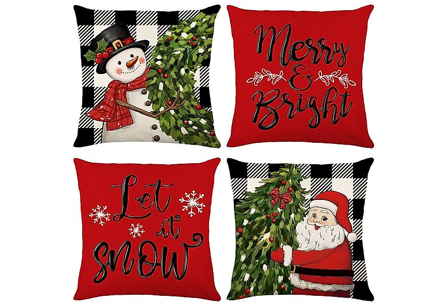 Qelus Kissenbezüge Weihnachten Kissenbezug 4er Set Kissenbezüge 45x45cm Dek günstig online kaufen