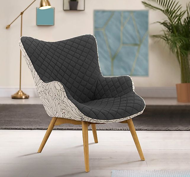 Home affaire Sessel "Duke Print" Karoprägung im Sitzbereich und Dekostoff a günstig online kaufen