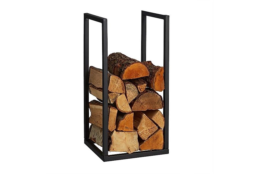 relaxdays Kaminholzregal Schwarzes Kaminholzregal aus Metall, BxTxH:30x30x6 günstig online kaufen