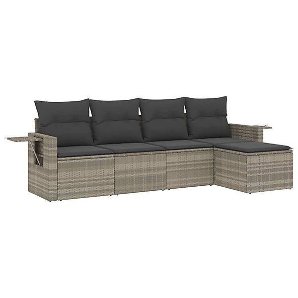 vidaXL 5-tlg Garten-Sofagarnitur mit Kissen Hellgrau Poly Rattan Modell 27 günstig online kaufen