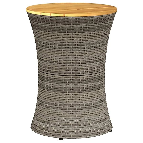 vidaXL Garten-Beistelltisch Trommelform Grau Poly Rattan & Massivholz 36829 günstig online kaufen