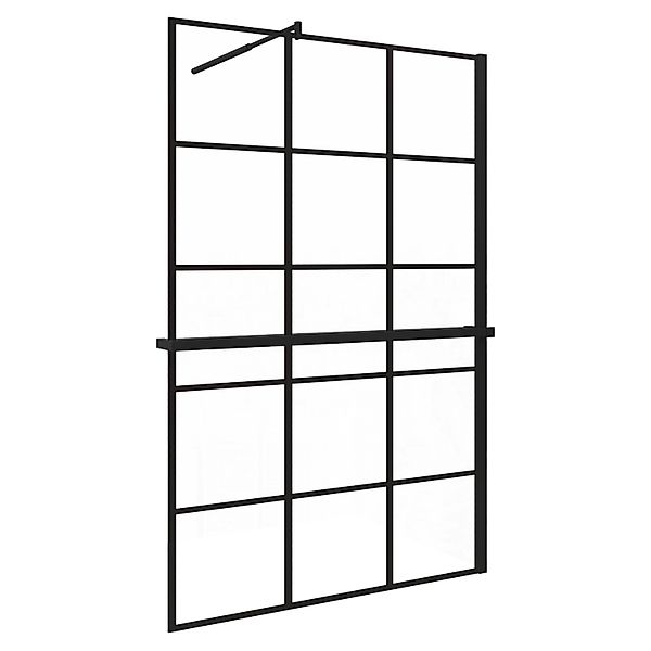 AICA 120x200cm 8mm NANO Glas Walk In Schwarz Duschwand mit Glasdekor Gitter günstig online kaufen