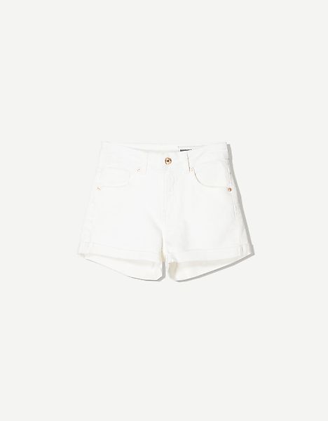 Bershka Jeansshorts Mit Roll-Up Damen 38 Weiss günstig online kaufen