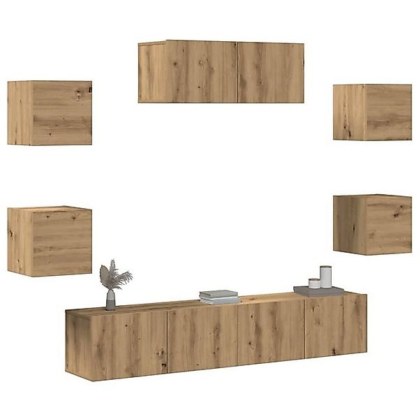 vidaXL Schrankmodule 7-teiliges TV-Schrank-Set Wandmontage Artisan Eiche günstig online kaufen