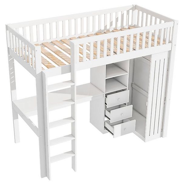 Gotagee Hochbett Gästebett 90x200cm Funktionsbett Jugendbett Holzbett Erwac günstig online kaufen