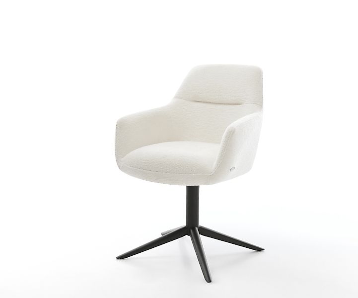 Drehstuhl Pejo-Flex Bouclé Soft Beige Fußkreuz Schwarz 360° drehbar Wippfun günstig online kaufen