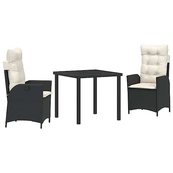vidaXL Garten Essgruppe 3-Tlg Schwarz Poly Rattan 3380477 günstig online kaufen