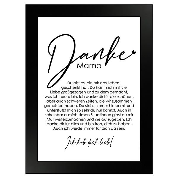 WANDStyle Bild mit Rahmen Danke Mama, von mir, Geschenk: Poster für Mama günstig online kaufen