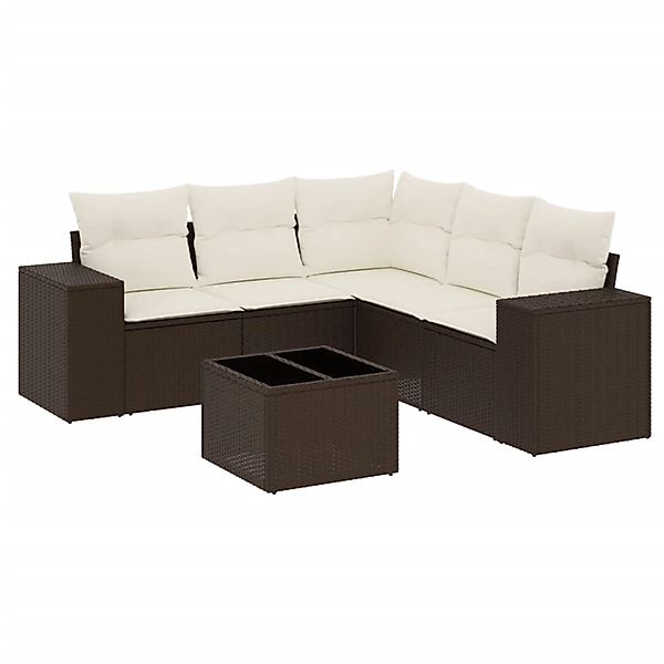 vidaXL 6-Tlg Garten-Sofagarnitur mit Kissen Braun Poly Rattan 3254900 günstig online kaufen