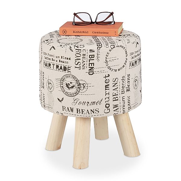 relaxdays Sitzhocker Runder Sitzhocker mit Stoffbezug günstig online kaufen