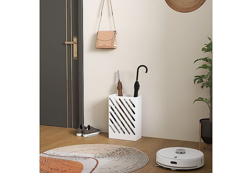 HOMCOM Schirmständer Regenschirmkorb mit 4 Haken und Wasserauffangschale (R günstig online kaufen