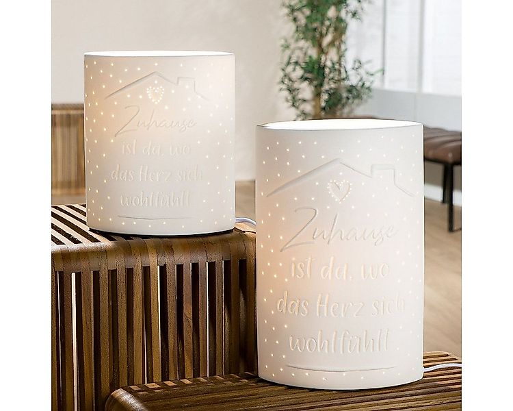 GILDE Schreibtischlampe Tischleuchte Zuhause Weißes Porzellan mit Herzliche günstig online kaufen