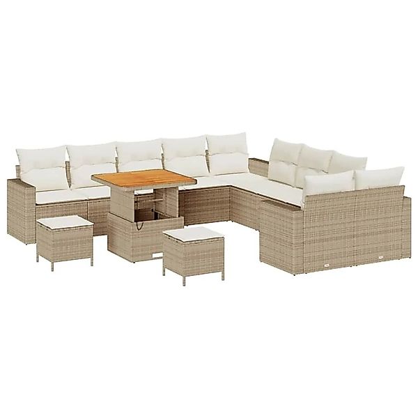 vidaXL Gartensofa-set mit Kissen 17-Tlg Beige und Creme Poly-Rattan 3363621 günstig online kaufen