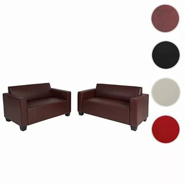 HWC Mendler 2er-Set 2er Sofa rot/braun günstig online kaufen