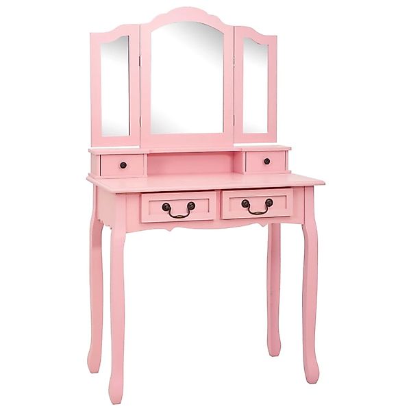 vidaXL Schminktisch-Set mit Hocker Rosa 80×69×141 cm Paulowniaholz günstig online kaufen