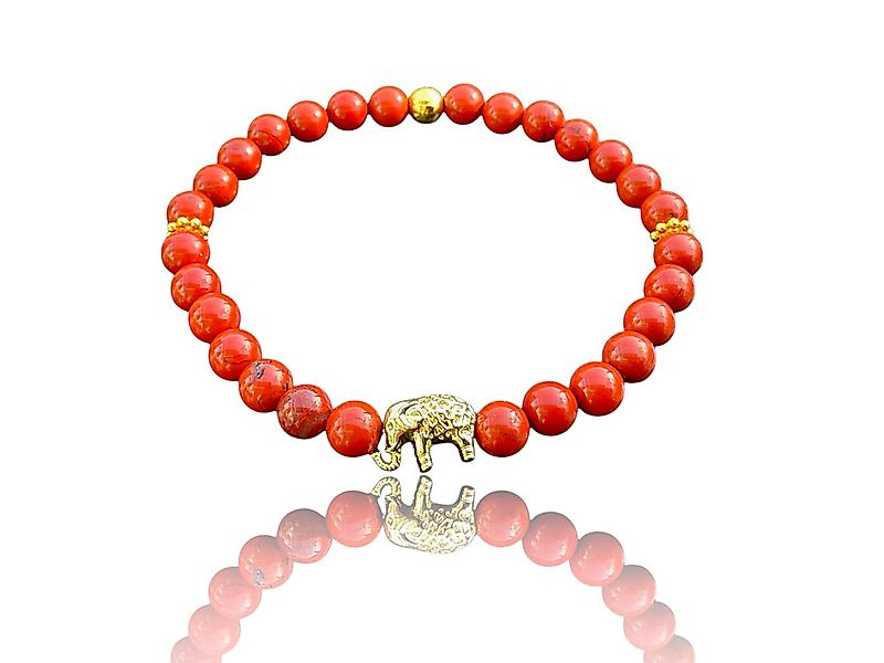 Steinfixx® Perlenarmband Jaspis Edelsteinarmband Elefant mit 14 k vergoldet günstig online kaufen