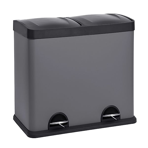 Svita T2X24 Mülleimer Stahl Papierkorb Abfalleimer Mülltrennung 48L Grau günstig online kaufen