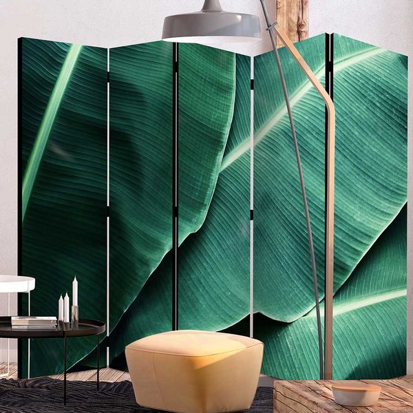 Paravant Raumteiler mit Blatt Motiv Grüntönen günstig online kaufen