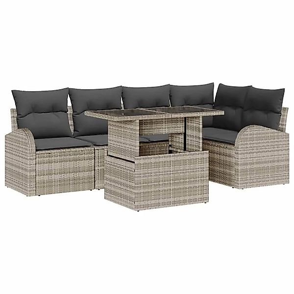 vidaXL Gartensofa-set mit Speicher 6-Tlg Hellgrau Poly-Rattan 3348648 günstig online kaufen