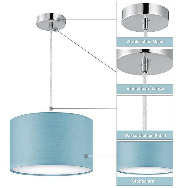 Zedelmaier Pendelleuchte Deckenleuchte hängend mit Stoff Lampenschirm E27 x günstig online kaufen