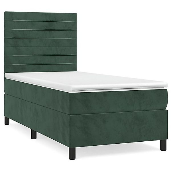 vidaXL Boxspringbett, Boxbett mit Matratze Dunkelgrün 90x200 cm Samt günstig online kaufen