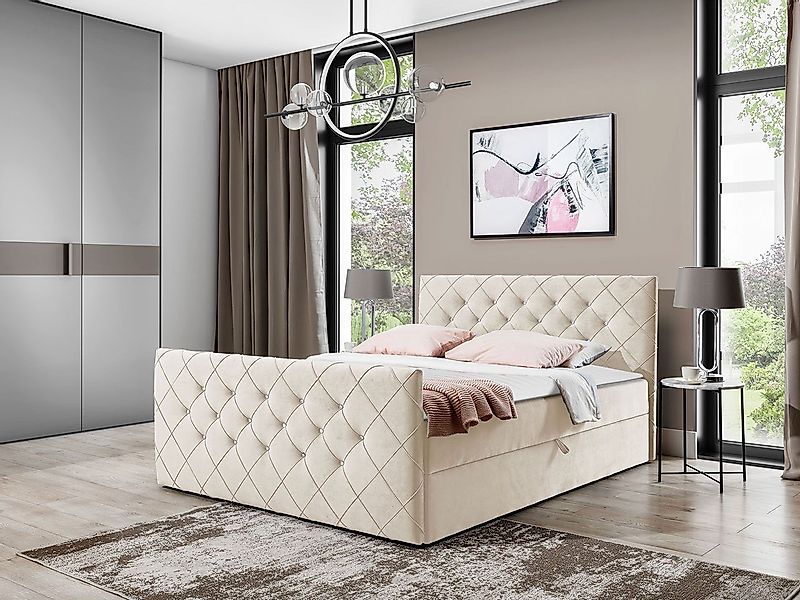 MIRJAN24 Boxspringbett Malaga (Polsterkopfteil, Fußteil, Matratze günstig online kaufen