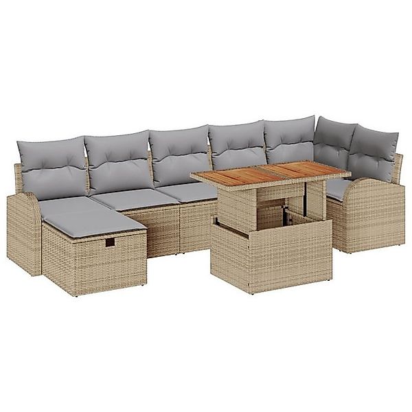 vidaXL Loungesofa 8-teilige Garten Sofa Set mit Kissen Beige Poly Rattan, 8 günstig online kaufen